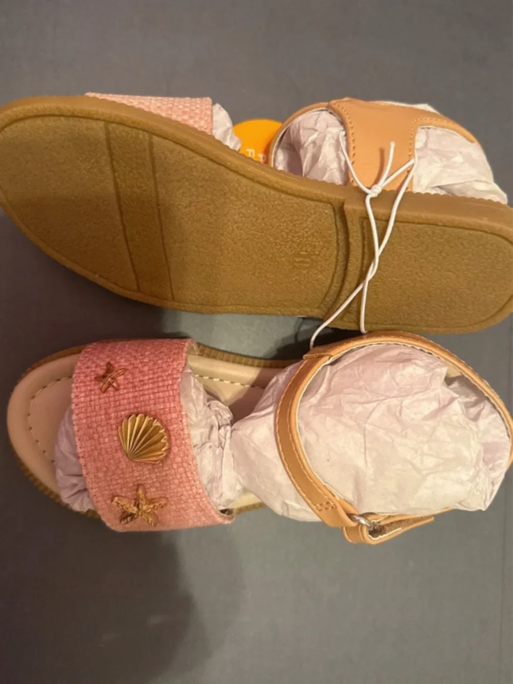 Gymboree Pink and Tan Shell-Accent Girls Sandals